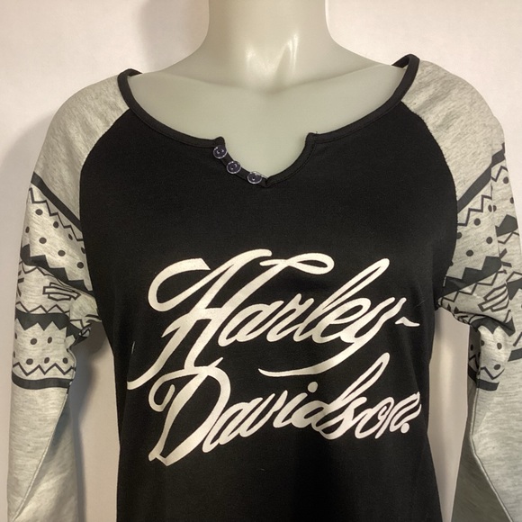 Misslook Harley-Davidson long sleeve graphic Tee  Womens size medium - Picture 2 of 8